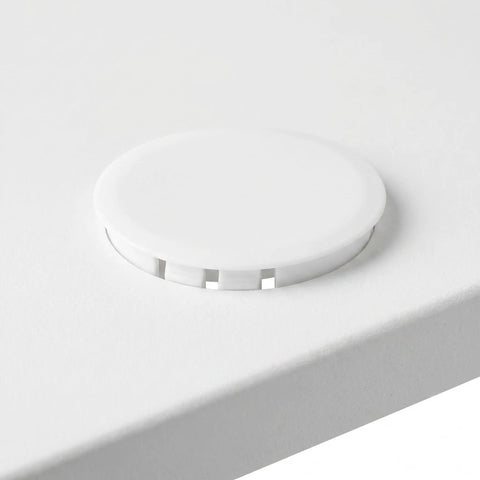 White Plastic Hole Plugs 2 Inch Flush Snap In Locking Caps With Smooth Matte Finish Round Screw Hole Covers For Cabinets