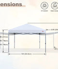 Pop Up 10x10 Canopy Tent With Center Lock Easy One Person Setup Dual Shelters showing dimensions and UV resistance