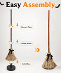 Floating Witch Broom 37 Inch Lit Up Dancing Broomstick With Motion Activation Touch Sensing Spooky Sounds Mute Mode Indoor Party Decor For Haunting Displays And Seasonal Cheer. Easy assembly with connected poles, broom, and base