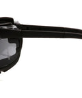 All Day Comfort Vented Safety Glasses With Adjustable Ratchet Headband, side view showcasing temples and foam padding.