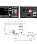 KA300 Digital Readout Kit display and back panel with schematic, ideal for lathe and milling machines, includes linear scale encoder.