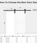 Diagram showing 32 By 84 Inch Sliding Barn Door With Hardware Kit And Handle Included, Solid MDF Slab Covered In Waterproof And Scratch Resistant PVC, Chevron Pattern, Perfect For Bathrooms Bedrooms Kitchens And Laundry Rooms.