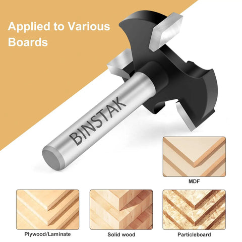 Extra Large Wood CNC Spoilboard Surfacing Router Bit With One Quarter Inch Shank And One And One Quarter Inch Cutting Diameter for various boards