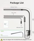 Clip On Desk Lamp LED Reading Light With USB Power Dimmable 3 Color Modes And 10 Brightness Levels Small Clamp Table Light With Flexible Gooseneck For Bed Headboard Home Office Computer Black package contents