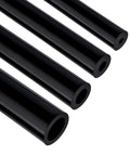Four black silicone tubes from Go-To Heavy Duty Silicone Vacuum Tubing Kit Black 5 Ft 130 PSI Max 4 Piece Set With 4mm 6mm 8mm 12.7mm IDs.