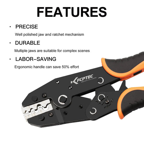 7 Piece Crimping Tool Set With Quick Exchange Jaw And Interchangeable Dies, wire stripper, highlighting durability features
