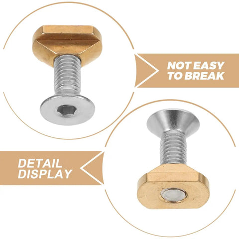 Brass Hydrofoil Mounting T Nuts With Screws M6 for secure and durable fastening, close-up of brass and stainless steel detail.