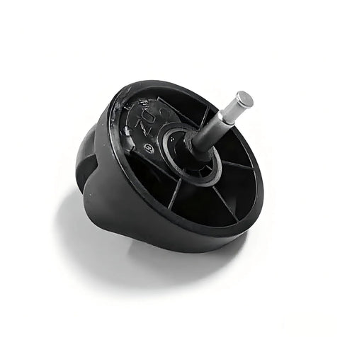 Robot vacuum front wheel assembly with metal axle, black plastic hub