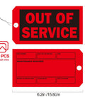 Straight-Up Red Out Of Service Tags With Galvanized Wire Ties, 200 Pack Heavy Duty Laminated Repair Required Lockout Signs for OSHA. Size: 6.2in x 3.3in.