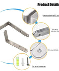 Super Sturdy Stainless Steel Shelf Brackets Rust Resistant Corner Support Panels with 4mm thickness and included accessories.