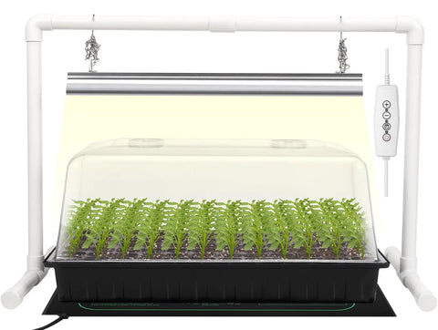 Seed Starter Kit With Grow Light Heat Mat 7 Inch Humidity Dome And 6x12 Cell Tray On Stand Bright Adjustable Lights