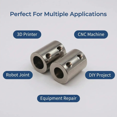 Stainless Steel Shaft Coupler 8mm To 10mm, Zero Backlash Rigid Coupler, 2 Pack For 3D Printers CNC Machines And Robotics, Precise Torque Transmission, Durable Motion Transfer, shown for 3D printer and CNC use