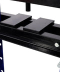 SRECELL 20-Ton hydraulic shop press close-up of blue H-frame and black steel bed
