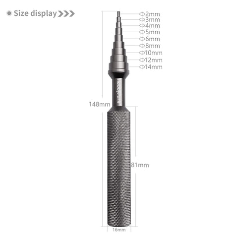 Size display of RC Bearing Driver Puller Set With Bearing Press And Small Sleeve Hex Socket Wheel Wrench for 2mm-14mm use
