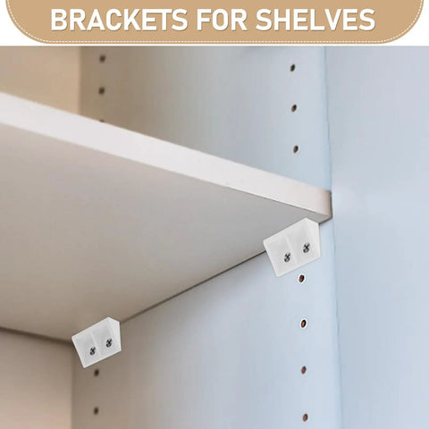 20 Pack Plastic Corner Brackets With Four Hole Design For Cupboards And Cabinets White Drawer Corner Supports on shelf