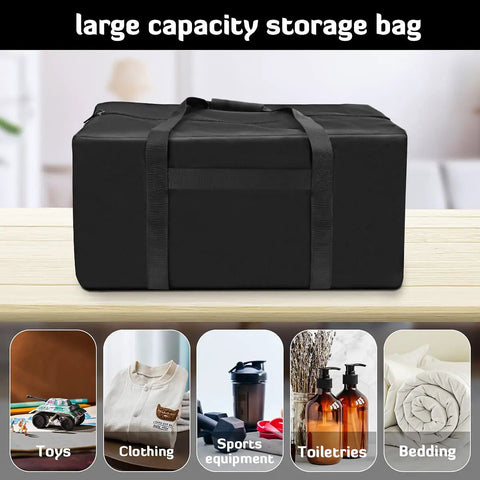 Black Beefy 56L 24Inch Sports Duffel Bag Set With Upgraded Zipper Water Resistant Foldable Gear Tote for camping on table