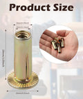 Fifty Piece Multi Grip Rivet Nut Kit With Carbon Steel Rivet Nuts In Zinc Plated Flat Head Pre Bulbed Shank One Quarter Twenty Threaded Inserts For Auto Body Repair And Fabrication Projects Heavy Duty Everyday Use, showing rivet nut dimensions.