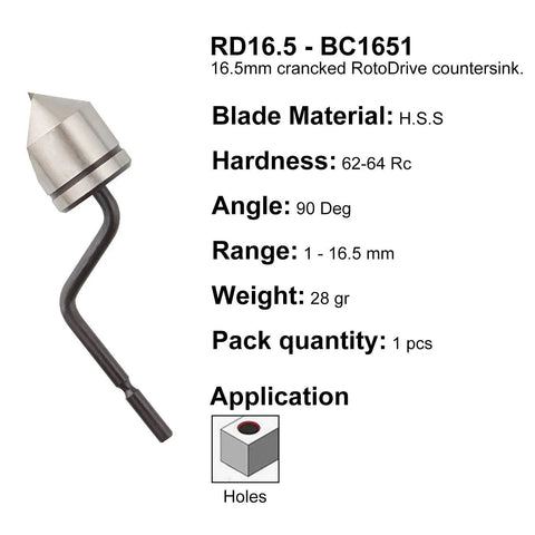 Acrux7 hand deburring tool with bent shaft and metal countersink blade