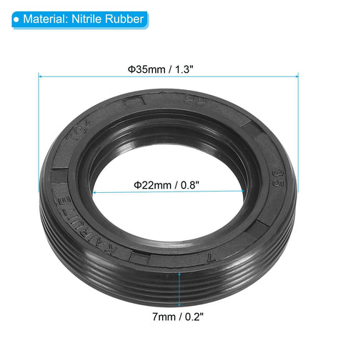 Nitrile rubber shaft seal 22mm x 35mm x 7mm for bearings and engines