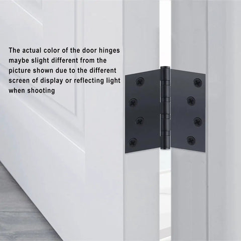 Heavy Duty Stainless Steel 4 Inch Door Hinges Set For Exterior And Interior Doors, Quiet Smooth Ball Bearing Hinges With Square Corners, black finish