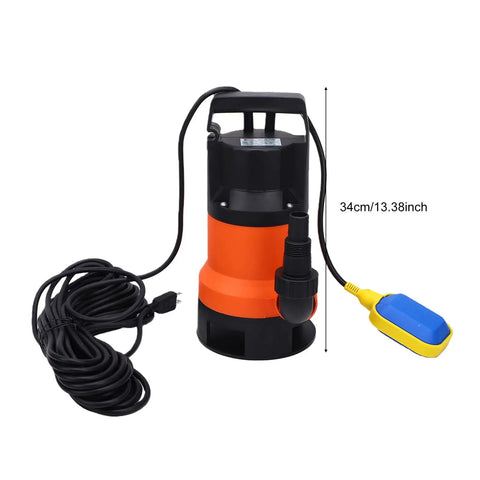 Straight Up Rock Solid Submersible Sump Water Pump With Automatic Float Switch And Heavy Duty Pure Copper Motor, 34cm size, for efficient water removal.