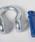 Hardcore One Inch Bow Shackle Built For Massive Loads With 8.5 Ton Working Load Limit Hot Dip Galvanized Forged Steel with screw pin.