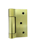 Single piece of 4 Pack Self Closing Stainless Steel Door Hinges With Spring Heavy Duty Brass Finish Square 3mm Thick 3 Inch Ball Bearing