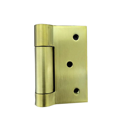 Single piece of 4 Pack Self Closing Stainless Steel Door Hinges With Spring Heavy Duty Brass Finish Square 3mm Thick 3 Inch Ball Bearing