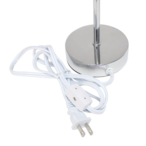 Mini Chrome Base Table Lamp With Fabric Shade In Periwinkle Purple For Living Room Bedroom Or Office, chrome base with power cord