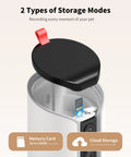 Indoor Pet Camera With Treat Dispenser And Remote Toss 360 Degree View showing memory card slot for storage options.