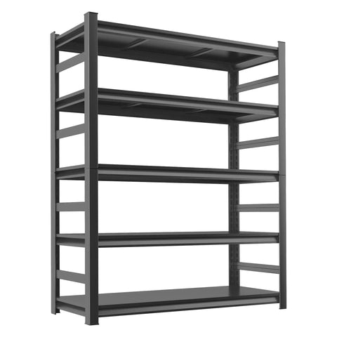 Heavy Duty 5 Tier Garage Shelving Unit With Anti Fall Rails Steel Industrial Shelving 3000 Lbs Capacity adjustable black rack