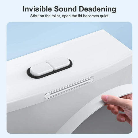 Clear Silicone Cabinet Door Bumper With Strong Adhesive 3M Backing installed on toilet lid for sound deadening
