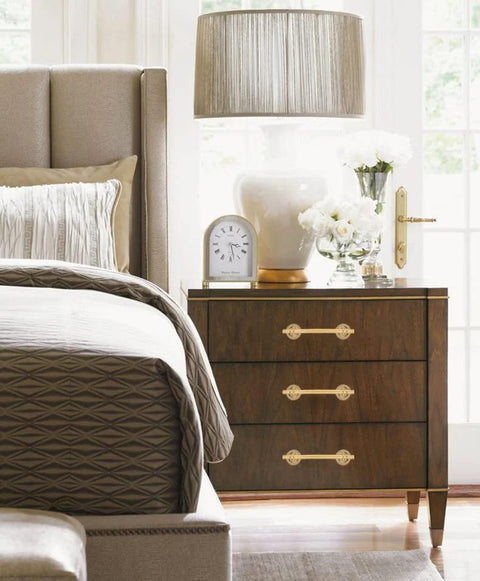 2 Pack 5 Inch Self Stick Cabinet Handles With Adhesive Gold Metal Drawer Pulls on wooden drawer in bedroom setting