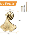 Six Piece Golden Ginkgo Leaf Cabinet Knobs, Smooth Drop Pendant Pull Handle Hardware For Drawers And Wardrobes dimensions with size details