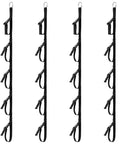 Hella Sturdy Four Pack Cord Organizer Straps Featuring Slick Adjustable Five Loop Buckles For Super Tight Cable Management And Nifty Vertical Rope Hose Holder Setup in black with five loops on each strap.