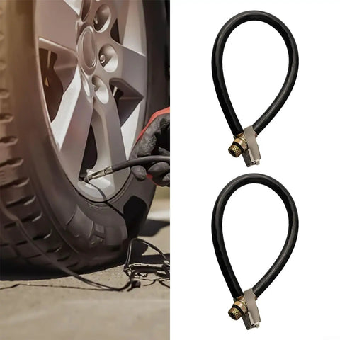 Heavy Duty Tire Inflator Hose For Quick Car Pump Up Without Taking Off Wheels, pack of two, 76 inches long, rubber metal build.