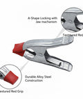 Heavy Duty A-Clamp Locking Pliers Made From Durable Alloy Steel To Securely Grip Cylindrical And Irregular Wood Or Metal Parts.
