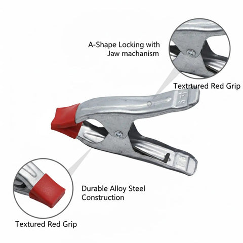 Heavy Duty A-Clamp Locking Pliers Made From Durable Alloy Steel To Securely Grip Cylindrical And Irregular Wood Or Metal Parts.