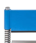 Close-up of blue finish on Beefed Up 12 To 20 Ton Hydraulic Press Compatible 12 Inch Press Brake Attachment for metal sheet bending.