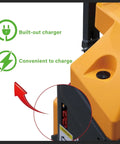 Built-out charger detail on 4400 Lbs Heavy Duty Electric Pallet Jack With Extended 6-8 Hour Runtime For All Day Warehouse Work.