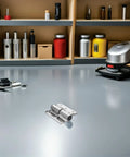 Top Shelf Stainless Steel Flush Hinges For Bathroom Partition Doors featuring heavy duty build on a workshop table with tools.