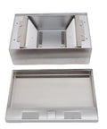 Badass Recessed Floor Power Outlet Kit With 4 Stainless Steel Sockets Flush Mount Pop Up Box, open view showing socket design.