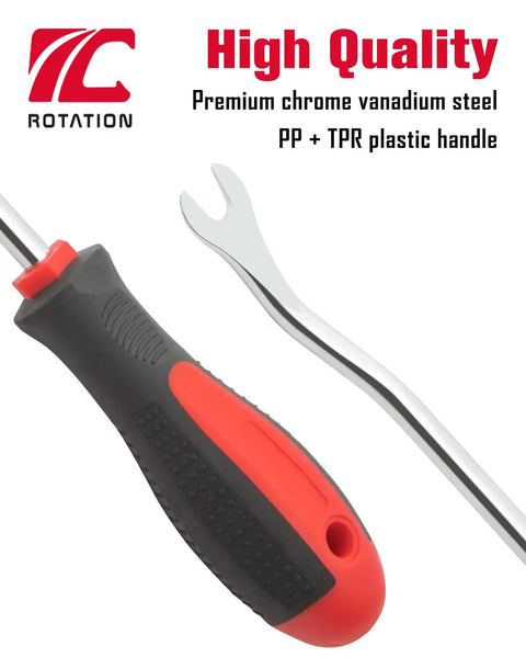 Heavy Duty 6 Piece Auto Interior Trim Clip Removal Set For Car Door Panel Pry Bars And Fastener Toolkit with rubber handle.