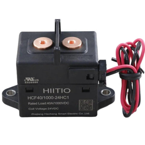 Heavy Duty High Voltage DC Relay Contactor With Ceramic Seal 40 Amp 1000 Volt DC Zero Arc Magnetic Blowout side view with wires