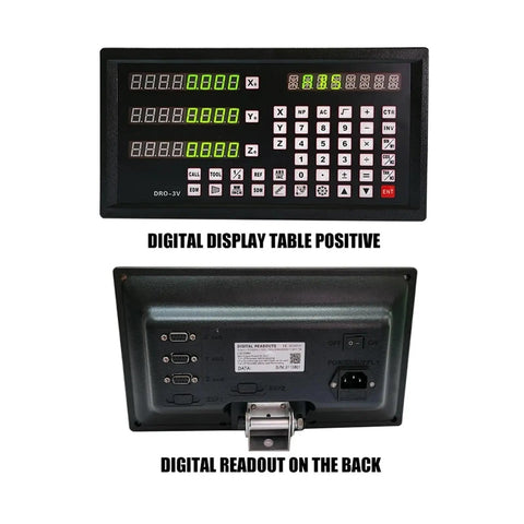 Front and back view of Digital Readout DRO System With Three 0 To 1000 Mm Linear Scales for versatile machining use.