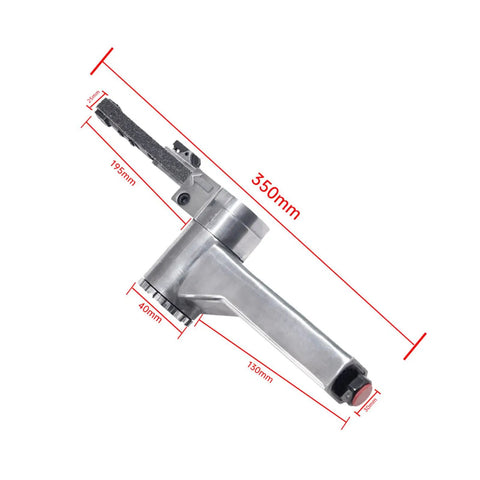 Rock Solid Quarter Inch Pneumatic Belt Sander Hella Durable Stainless Steel handheld angle grinder, 350mm long for metal finishing.