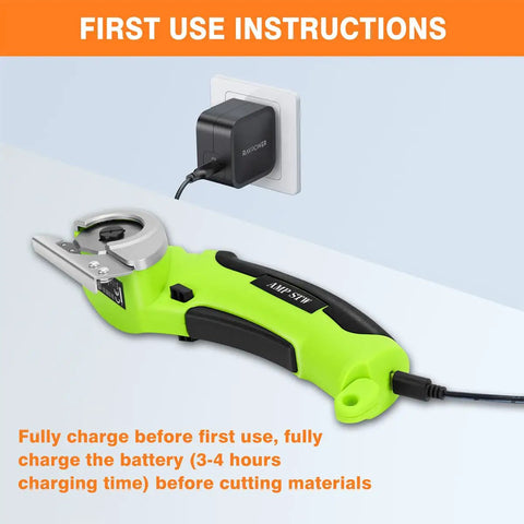 Powerful Cordless Electric Scissors For Heavy Duty Cardboard Cutting With Rechargeable Battery charging by Type C connector.
