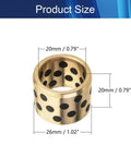 Heavy Duty Sleeve Bearing 20Mm Id X 26Mm Od X 20Mm Length Oilless Plain Bushing Carbon Steel Bronze Core showing size dimensions.