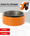 Get Your Electric Pallet Truck Rolling Smooth Again With This Heavy Duty 210X70mm PU Drive Wheel Featuring A Tough 6-Hole Mount For Maximum Traction And Durability On All Forklift Models - Orange polyurethane wheel for Linde MT15.