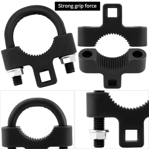 Inner Tie Rod Removal Tool With Three Eighths And One Half Inch Drive Sizes For Tight Spaces Universal Tie Rod End Wrench in black steel